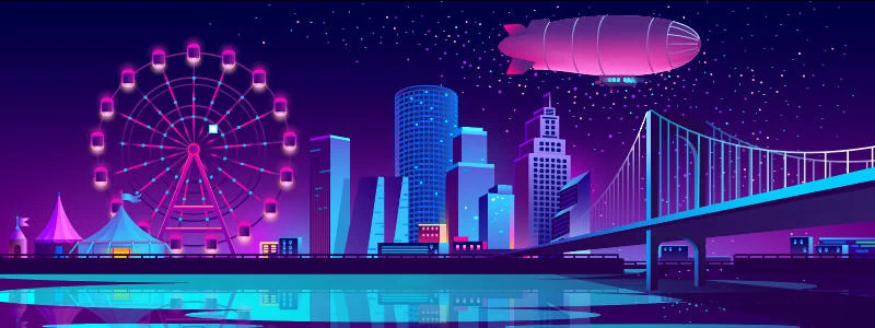 未来科技科幻霓虹灯渐变绚丽城市建筑夜景灯光插画AI/PSD设计素材100套【072】